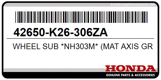 Honda 42650-K26-306ZA Wheel Sub *Nh303m* (Mat Axis Gray Metallic)