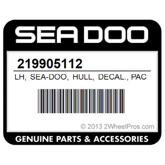 Sea-Doo 219905112 Lh, Sea-Doo, Hull, Decal., Package, Se, (24Jc, 24Jd, 24Jz)