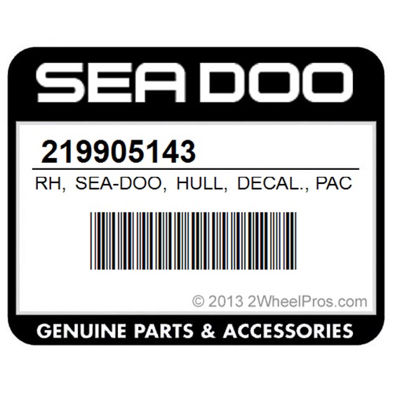 Sea-Doo 219905143 Rh, Sea-Doo, Hull, Decal., Package, Se, (24Ja, 24Jb)