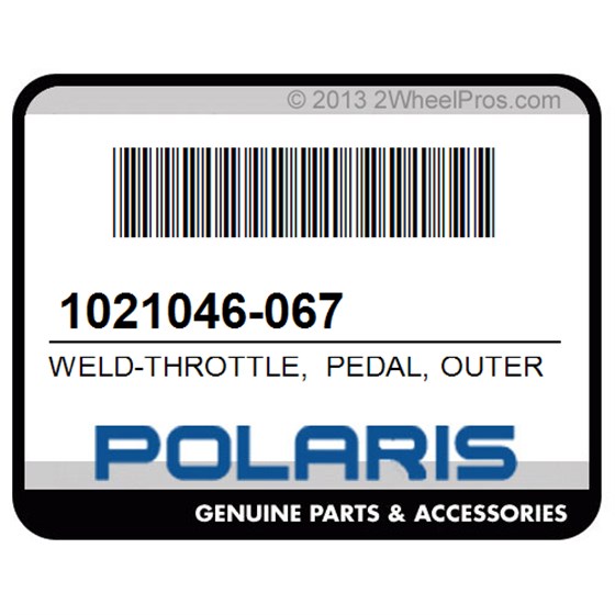 Polaris 1021046-067 Weld-Throttle, Pedal, Outer, Trs