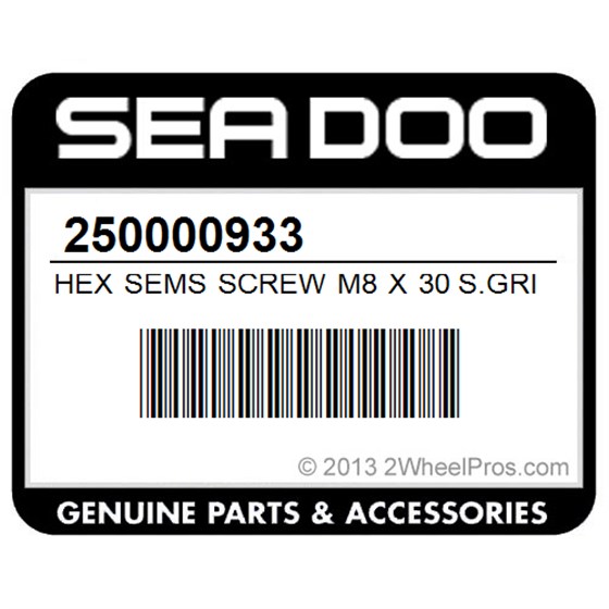 Sea-Doo 250000933 Hex Sems Screw M8 X 30 S.Grip