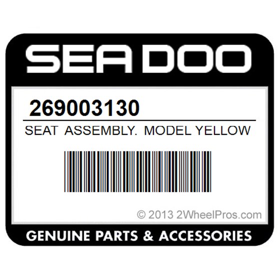 Sea-Doo 269003130 Seat Assembly. Model Yellow/Reef Blue.