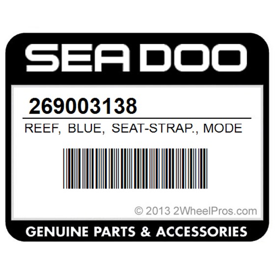 Sea-Doo 269003138 Reef, Blue, Seat-Strap., Model, Yellow/Reef, Blue
