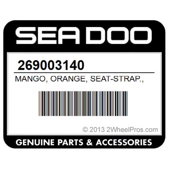 Sea-Doo 269003140 Mango, Orange, Seat-Strap., Model, Black/Orange
