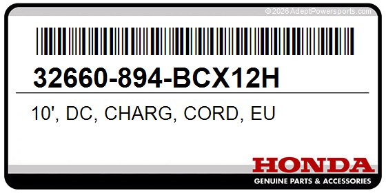 Honda 32660-894-BCX12H 10', Dc, Charg, Cord, Eu
