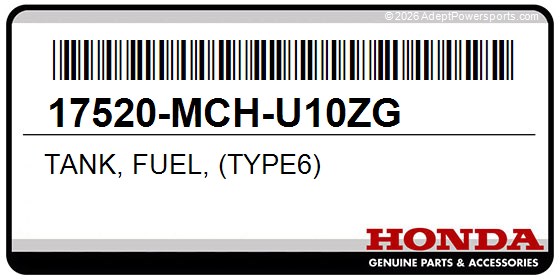 Honda 17520-MCH-U10ZG Tank, Fuel, (Type6)