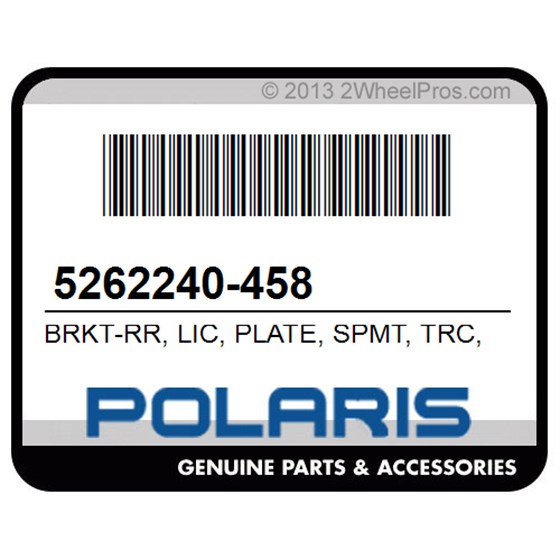 Polaris 5262240-458 Brkt-Rr, Lic, Plate, Spmt, Trc, Blk
