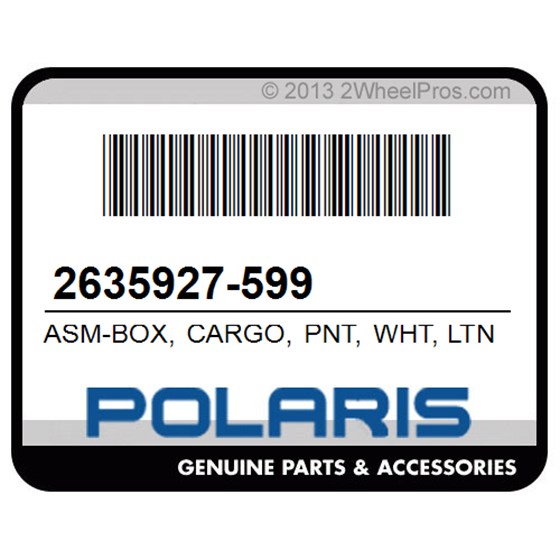 Polaris 2635927-599 Asm-Box, Cargo, Pnt, Wht, Ltng