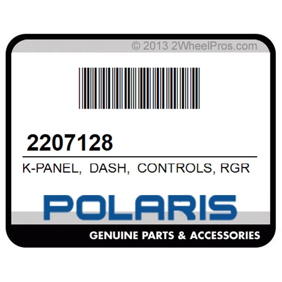 Polaris 2207128 K-Panel, Dash, Controls, Rgr, Fs