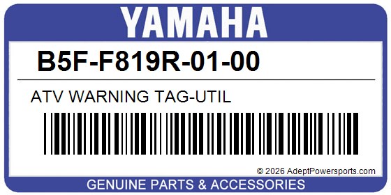 Yamaha B5F-F819R-01-00 Atv Warning Tag-Util