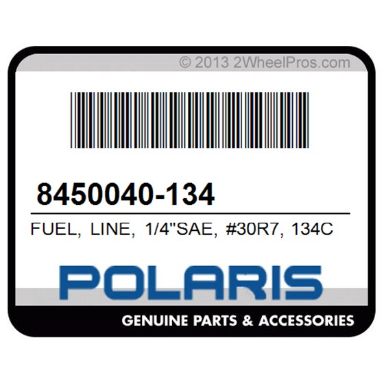 Polaris 8450040-134 Fuel, Line, 1/4"Sae, #30R7, 134Cm