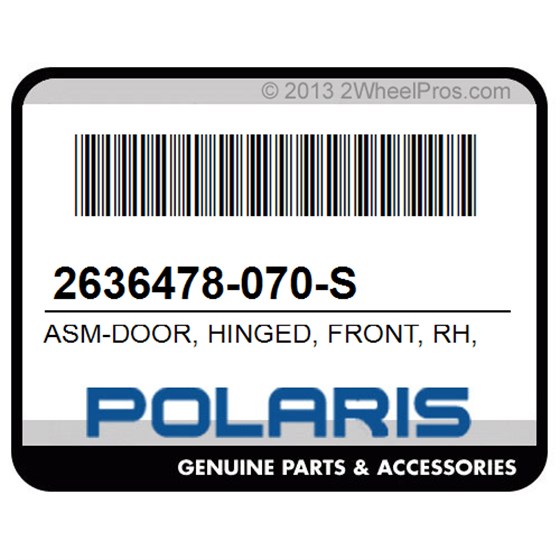 Polaris 2636478-070-S Asm-Door, Hinged, Front, Rh, Blk