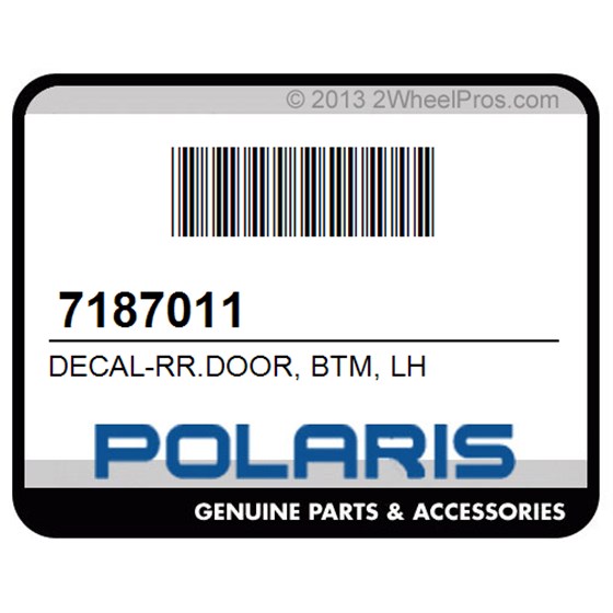 Polaris 7187011 Decal-Rr.Door, Btm, Lh