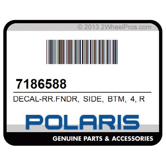 Polaris 7186588 Decal-Rr.Fndr, Side, Btm, 4, Rh