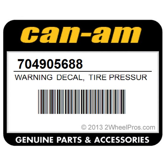Can-Am 704905688 Warning Decal, Tire Pressure. Outlander Max Europe