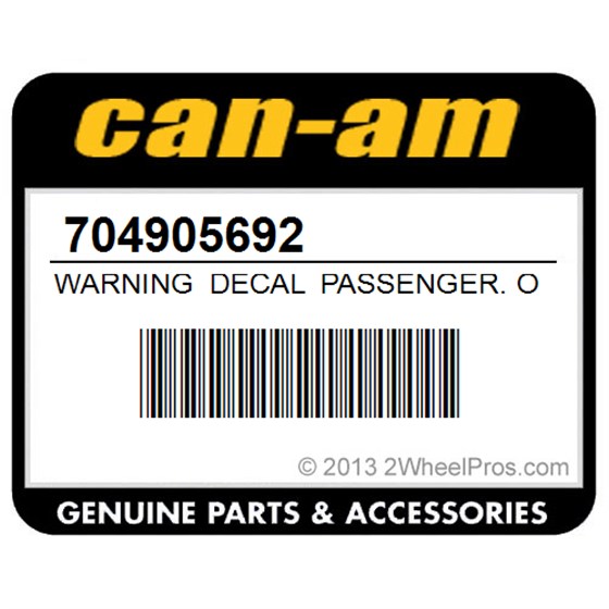 Can-Am 704905692 Warning Decal Passenger. Outlander Europe