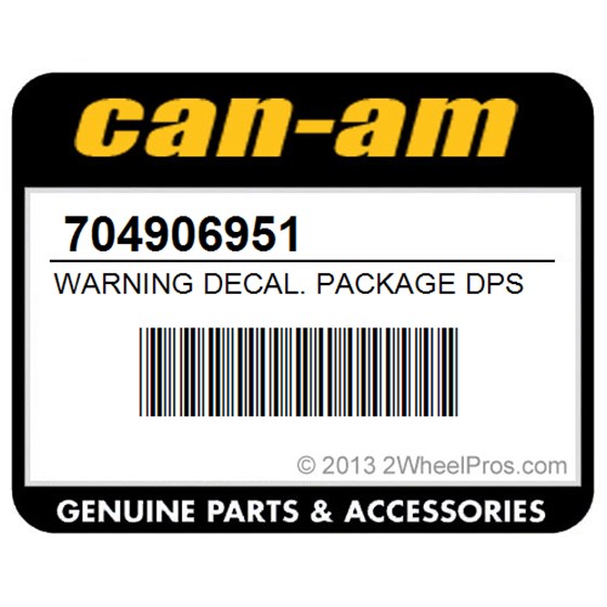 Can-Am 704906951 Warning Decal. Package Dps