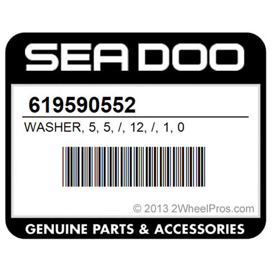 Sea-Doo 619590552 Washer, 5, 5, /, 12, /, 1, 0