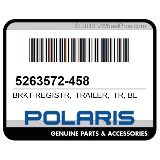 Polaris 5263572-458 Brkt-Registr, Trailer, Tr, Blk