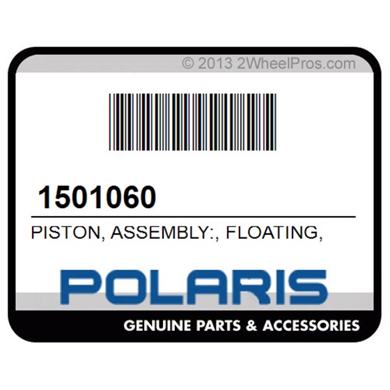 Polaris 1501060 Piston, Assembly:, Floating, W/, Std., Temp, O-Ring, Max, Vol., Bleed, And