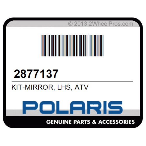 Polaris 2877137 Kit-Mirror, Lhs, Atv