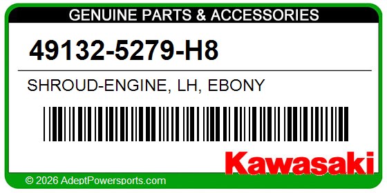 Kawasaki 49132-5279-H8 Shroud-Engine, Lh, Ebony