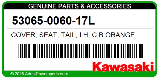 Kawasaki 53065-0060-17L Cover, Seat, Tail, Lh, C.B.Orange