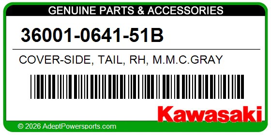 Kawasaki 36001-0641-51B Cover-Side, Tail, Rh, M.M.C.Gray