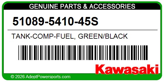 Kawasaki 51089-5410-45S Tank-Comp-Fuel, Green/Black