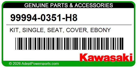Kawasaki 99994-0351-H8 Kit, Single, Seat, Cover, Ebony