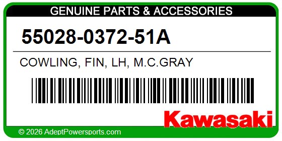 Kawasaki 55028-0372-51A Cowling, Fin, Lh, M.C.Gray