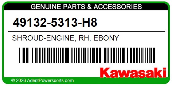 Kawasaki 49132-5313-H8 Shroud-Engine, Rh, Ebony