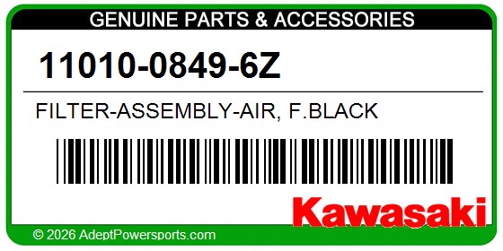 Kawasaki 11010-0849-6Z Filter-Assembly-Air, F.Black