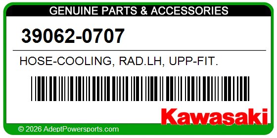 Kawasaki 39062-0707 Hose-Cooling, Rad.Lh, Upp-Fit.