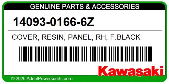 Kawasaki 14093-0166-6Z Cover, Resin, Panel, Rh, F.Black