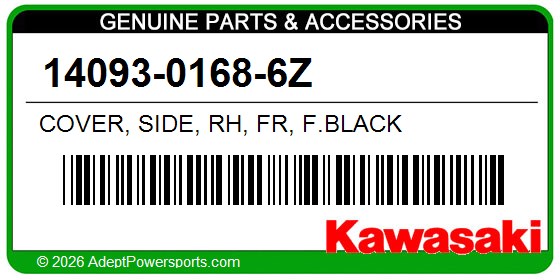 Kawasaki 14093-0168-6Z Cover, Side, Rh, Fr, F.Black