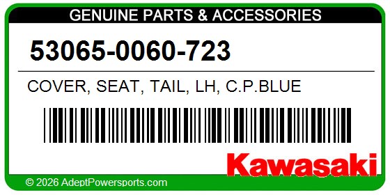 Kawasaki 53065-0060-723 Cover, Seat, Tail, Lh, C.P.Blue
