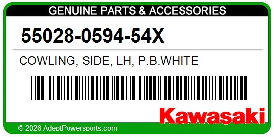 Kawasaki 55028-0594-54X Cowling, Side, Lh, P.B.White