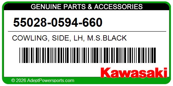 Kawasaki 55028-0594-660 Cowling, Side, Lh, M.S.Black