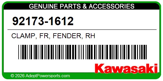 Kawasaki 92173-1612 Clamp, Fr, Fender, Rh