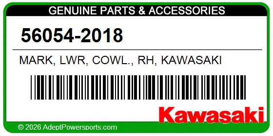Kawasaki 56054-2018 Mark, Lwr, Cowl., Rh, Kawasaki