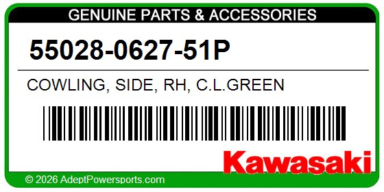 Kawasaki 55028-0627-51P Cowling, Side, Rh, C.L.Green