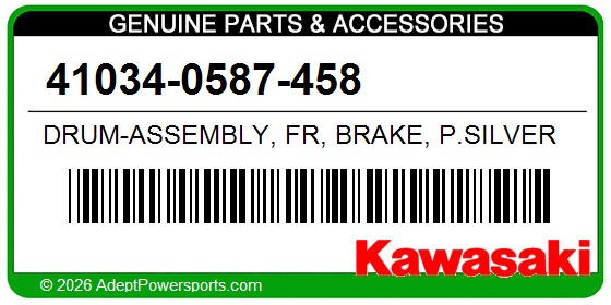 Kawasaki 41034-0587-458 Drum-Assembly, Fr, Brake, P.Silver