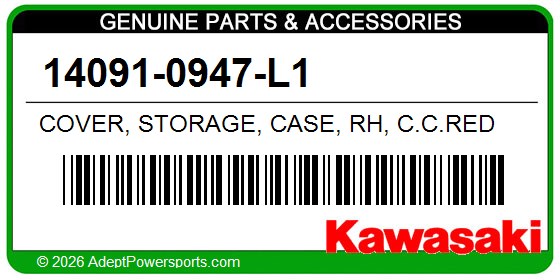 Kawasaki 14091-0947-L1 Cover, Storage, Case, Rh, C.C.Red