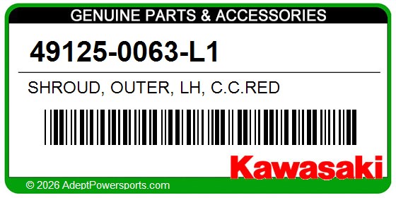 Kawasaki 49125-0063-L1 Shroud, Outer, Lh, C.C.Red