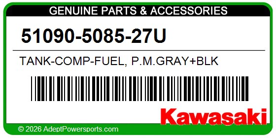 Kawasaki 51090-5085-27U Tank-Comp-Fuel, P.M.Gray+Blk