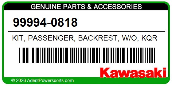 Kawasaki 99994-0818 Kit, Passenger, Backrest, W/O, Kqr