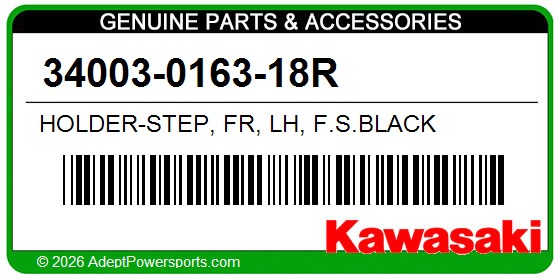 Kawasaki 34003-0163-18R Holder-Step, Fr, Lh, F.S.Black