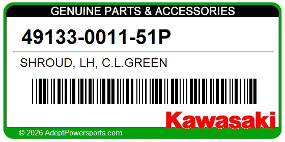 Kawasaki 49133-0011-51P Shroud, Lh, C.L.Green