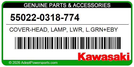 Kawasaki 55022-0318-774 Cover-Head, Lamp, Lwr, L.Grn+Eby